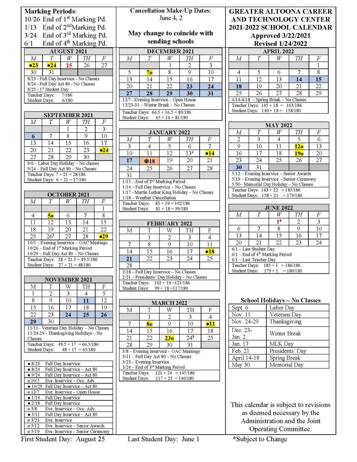 Calendar - Greater Altoona CTC